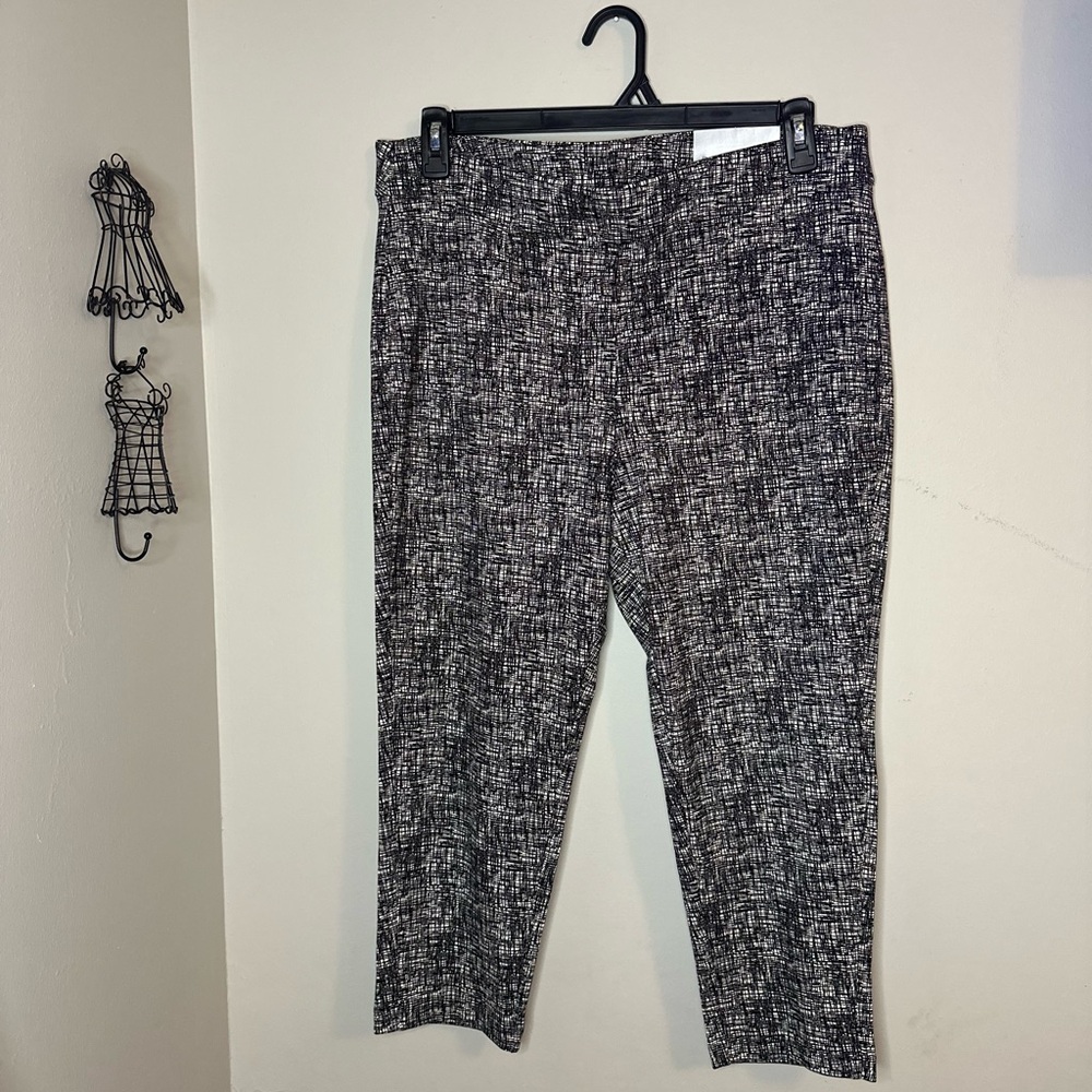 Chico's Crosshatch Crop Leggings Pull On Pants Size 3 Twee Casual